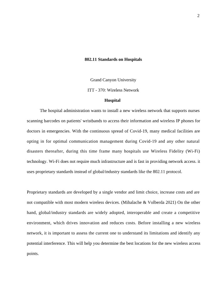 802.11 Standards for Hospital Networks