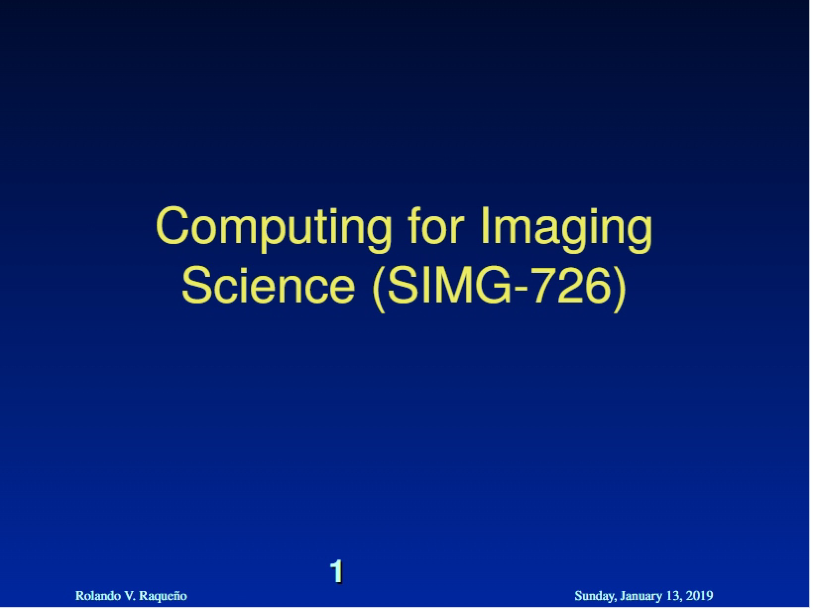 Computing for Imaging Science Notes