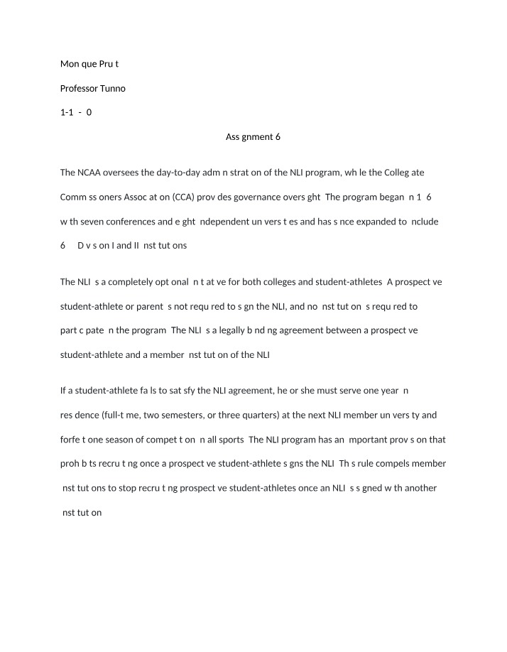 Sports Management - Assignment 6