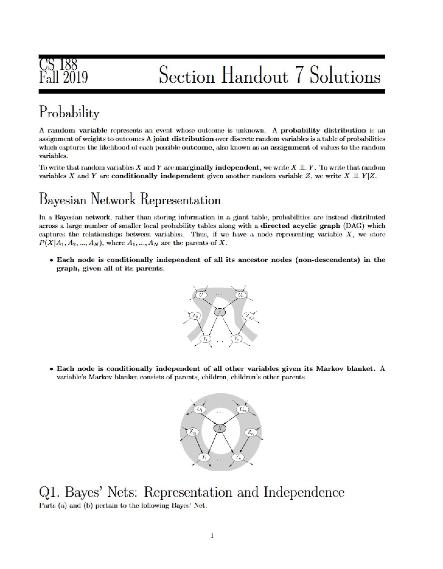 Solutions to Handout 7
