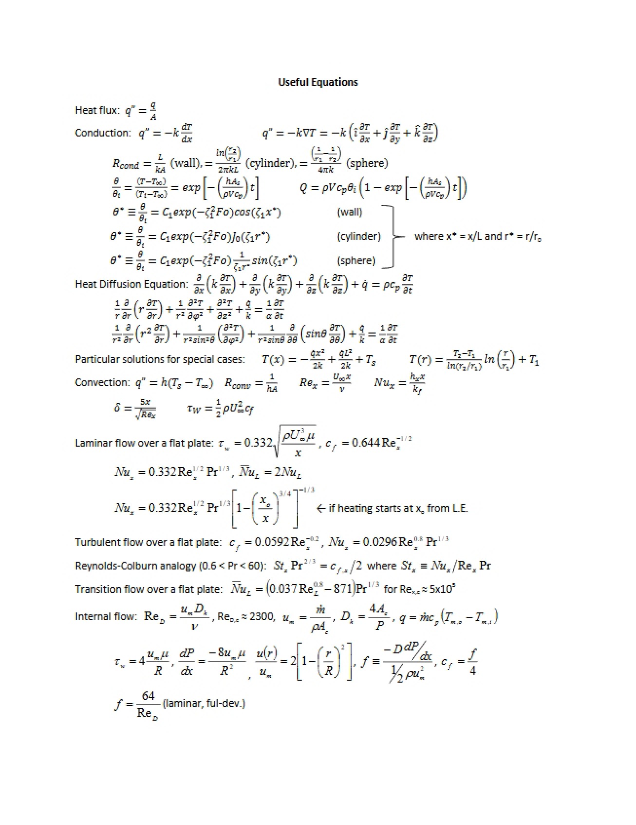 Equations for Test 3 (Moore, Fall 2012)