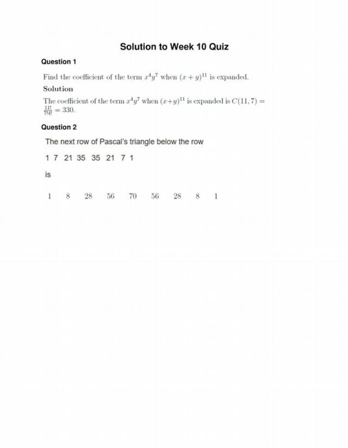 Week 10 Quiz Solutions