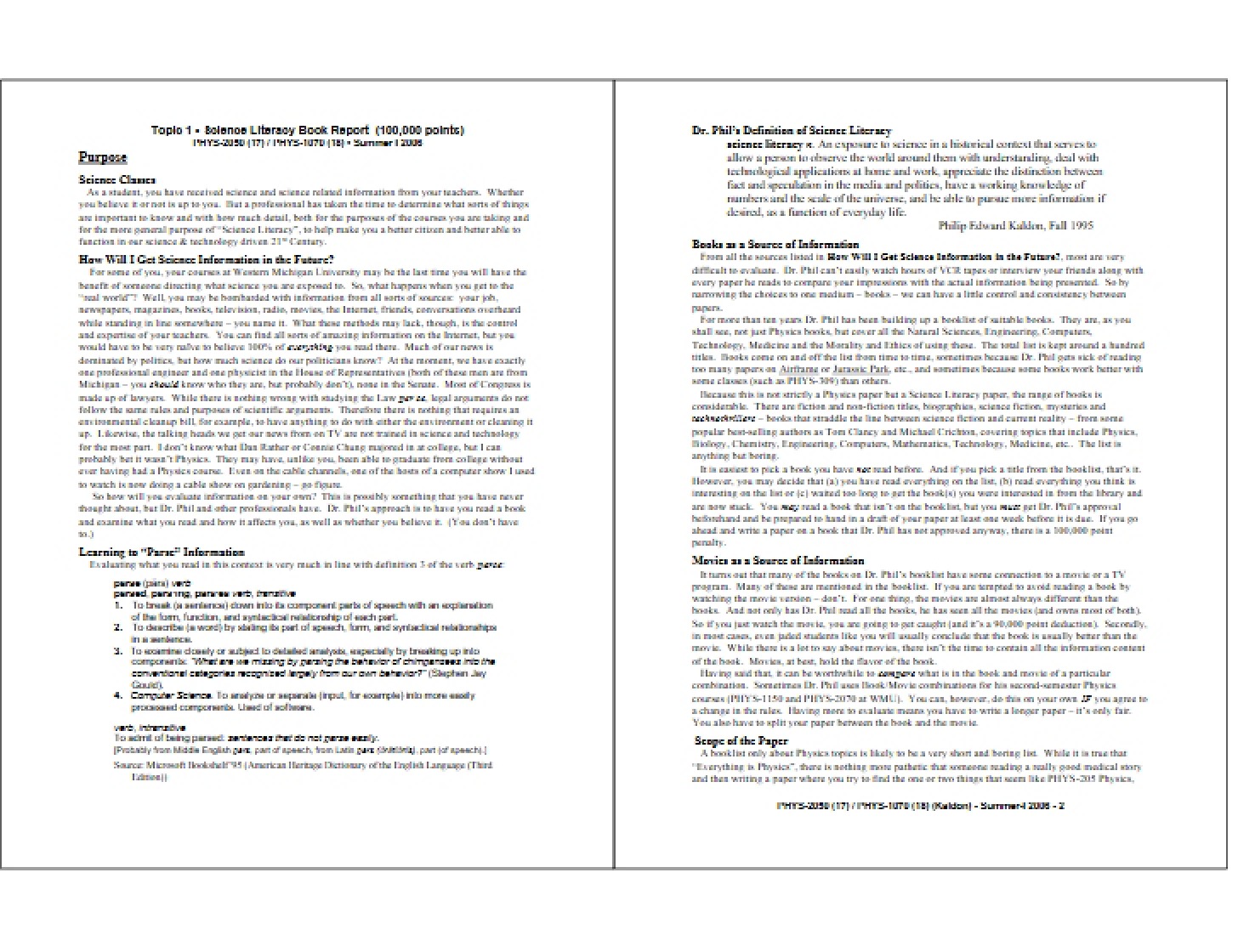 Science Literacy Book Report