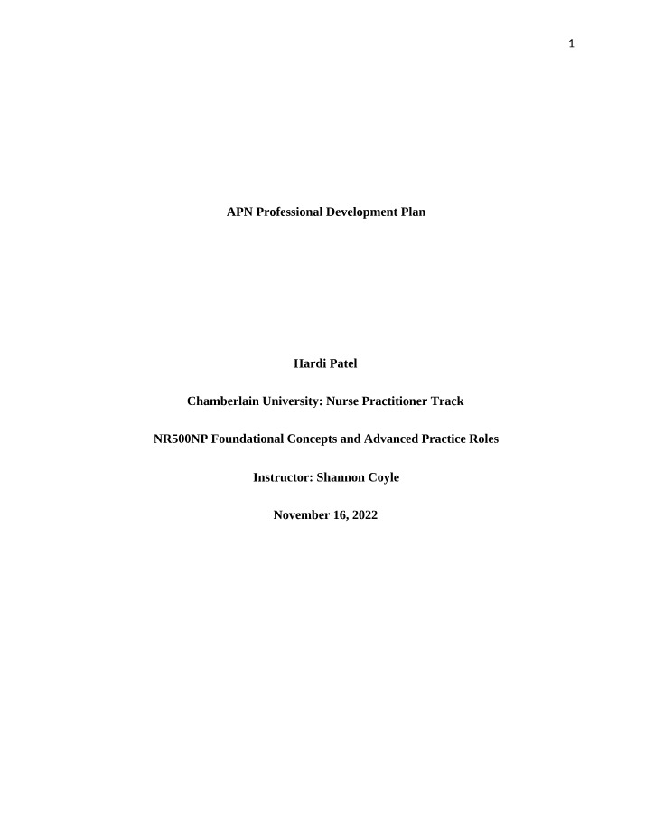 Scope of Practice - APN Professional Development Plan