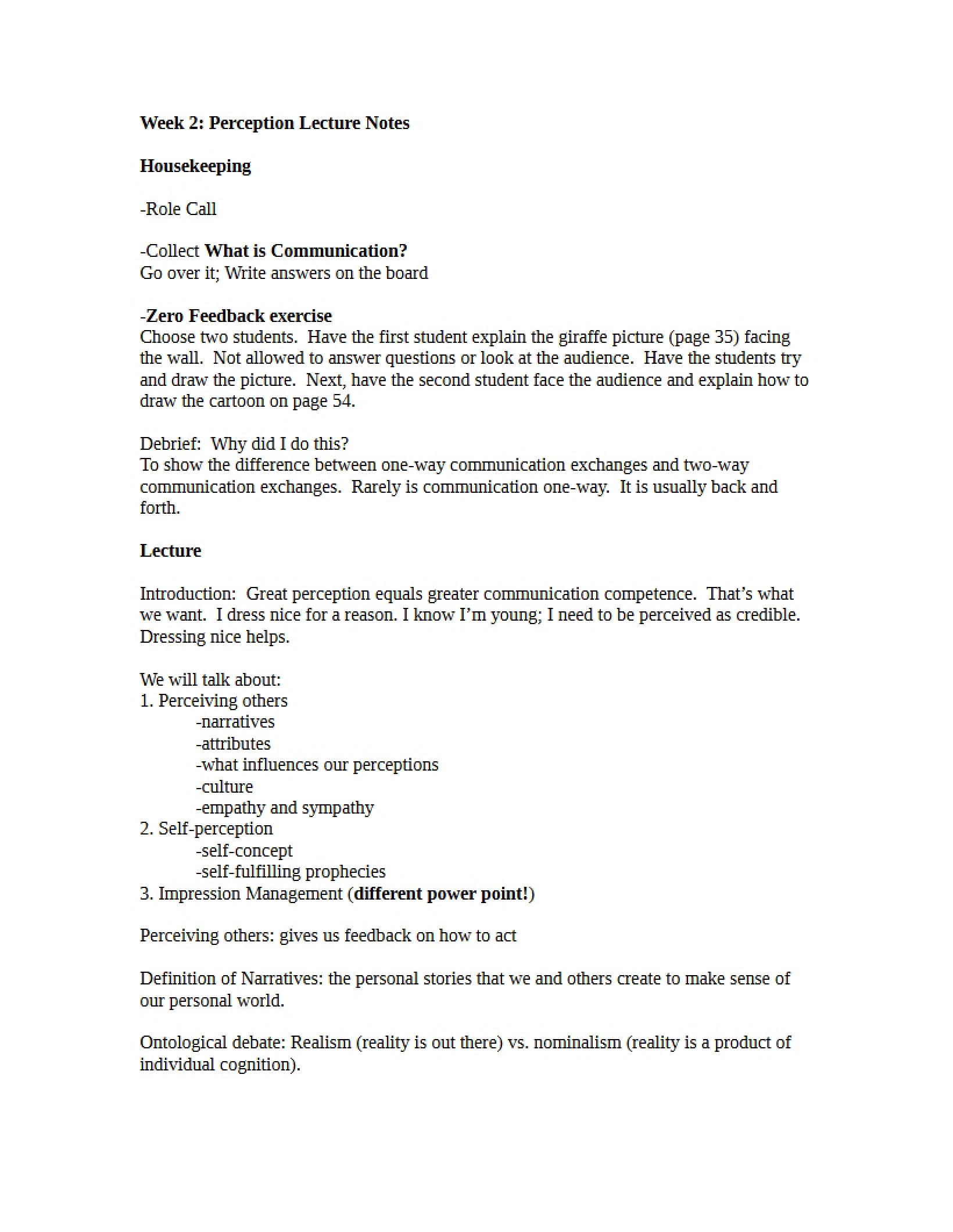 Lecture Notes on Perception Week 02