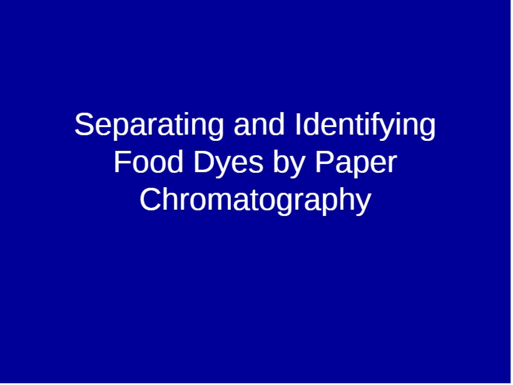 Chromatography Using Paper