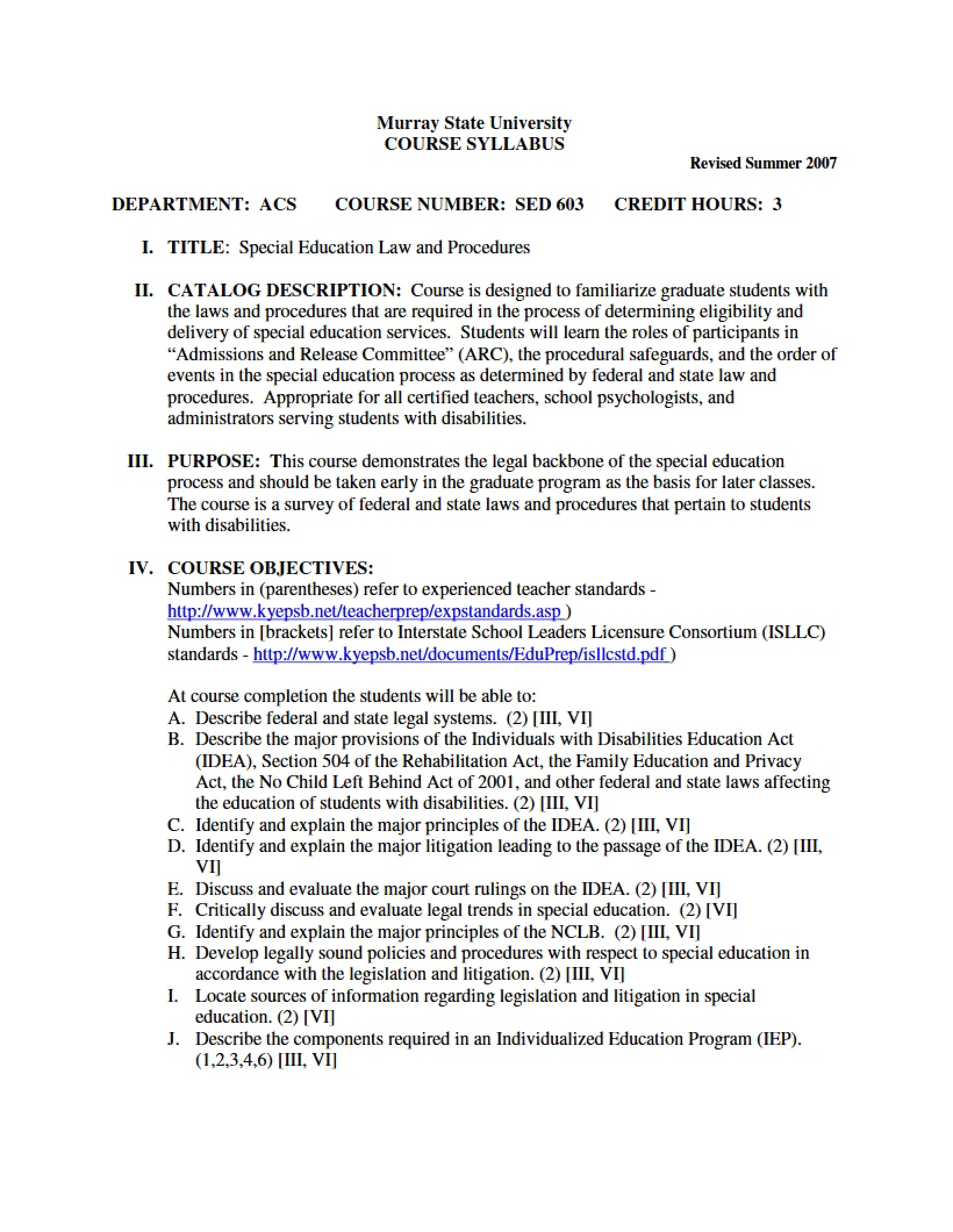 Syllabus - 5 Pages