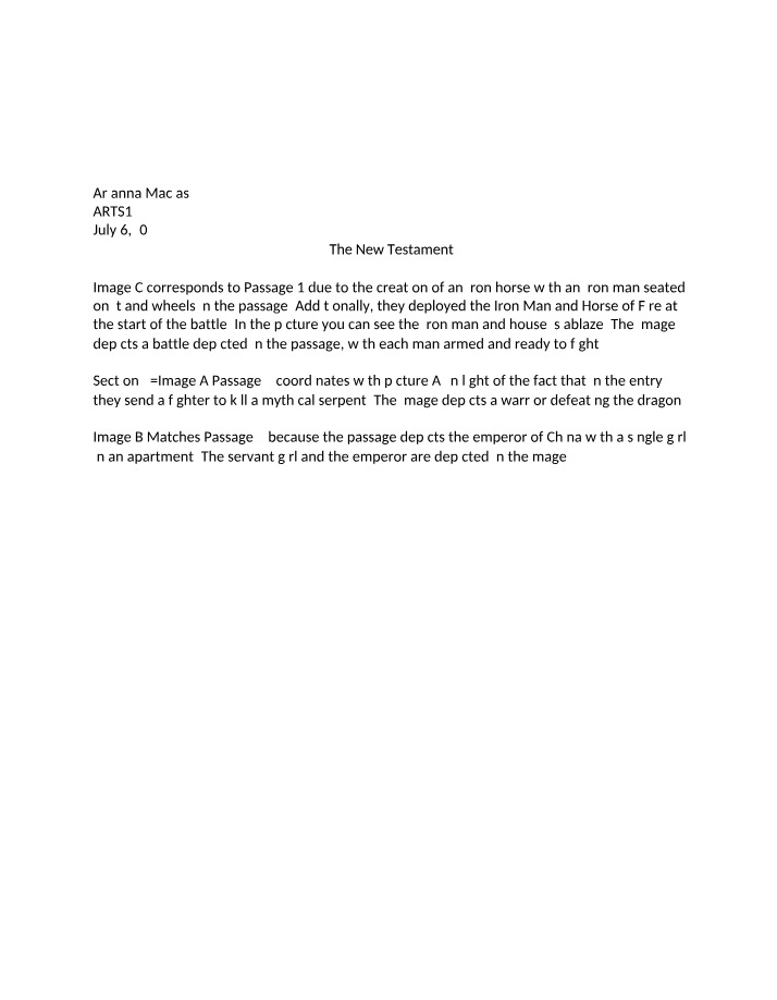 Analysis of New Testament Imagery