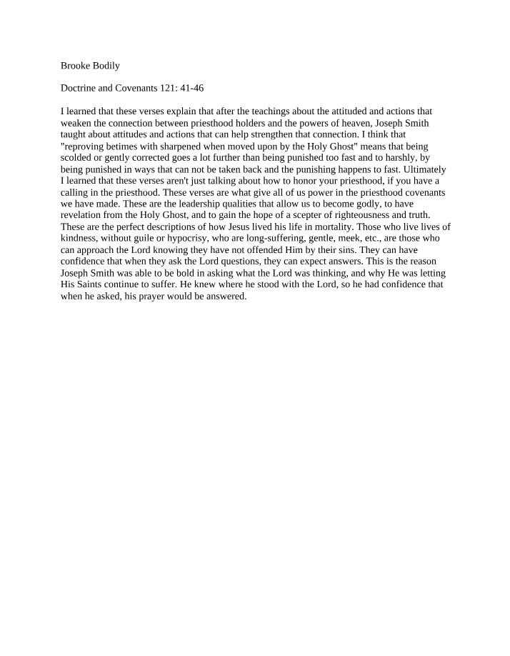 Analysis of Doctrine and Covenants 121 -41-46