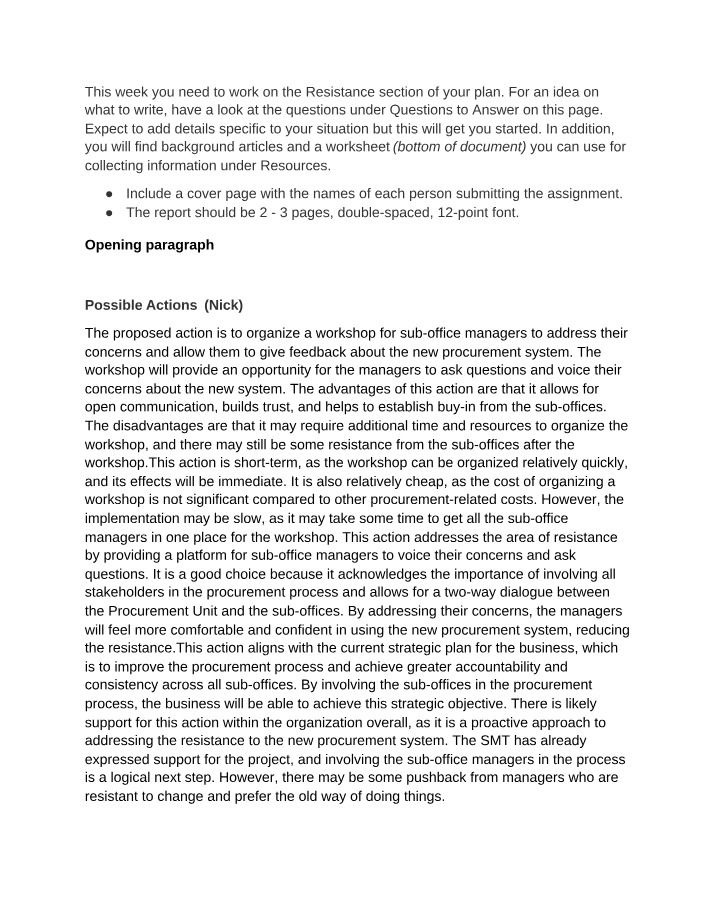 Workshop - Addressing Resistance for Sub-Office Managers