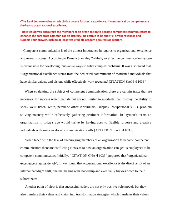 Organizational Excellence Through Competent Communication