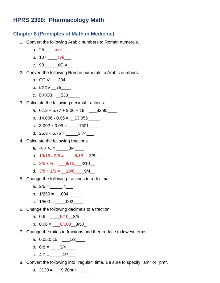 Practice Problems for Pharmacology Math