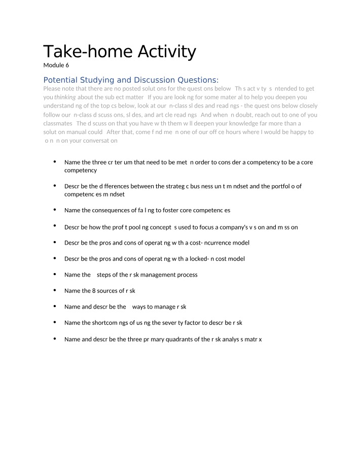Mod 6 Take-home Activity