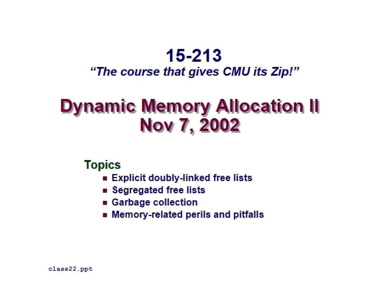 Notes from Lecture Twenty-Four