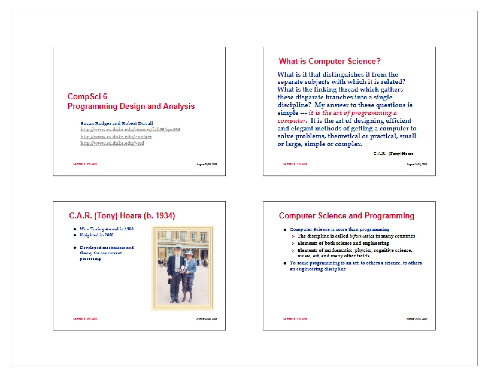 Analysis of Program Design