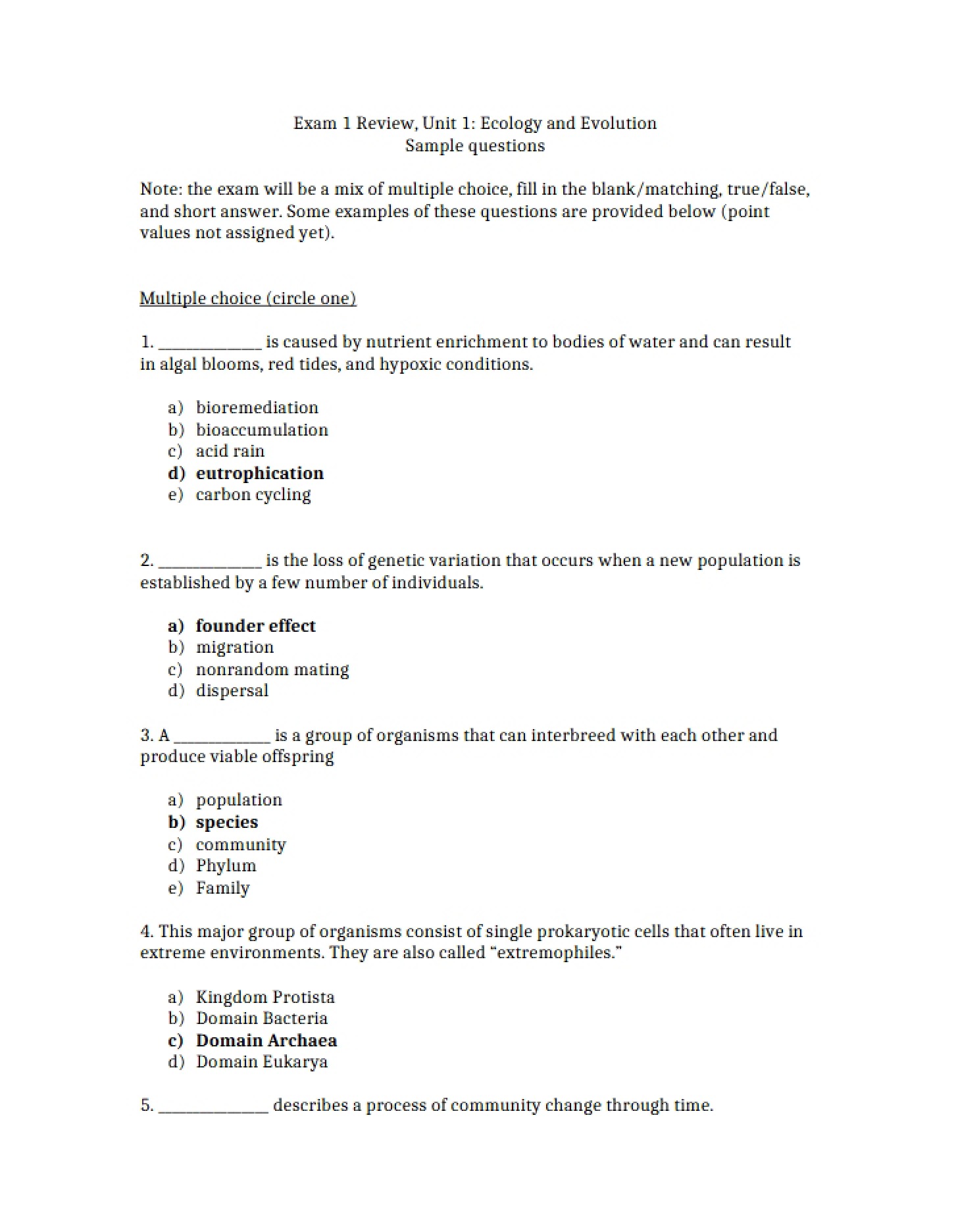 Ecology and Evolution Unit 1