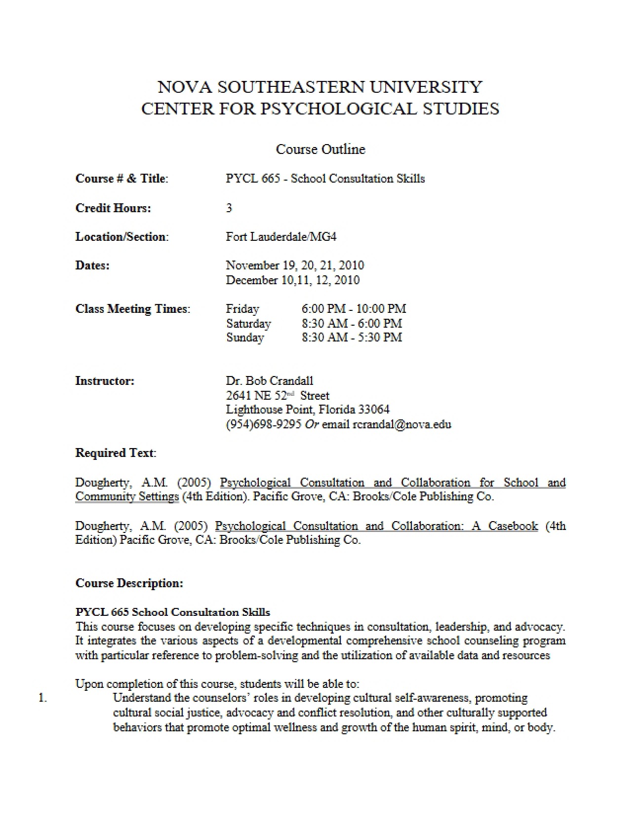 Syllabus for School Consultation