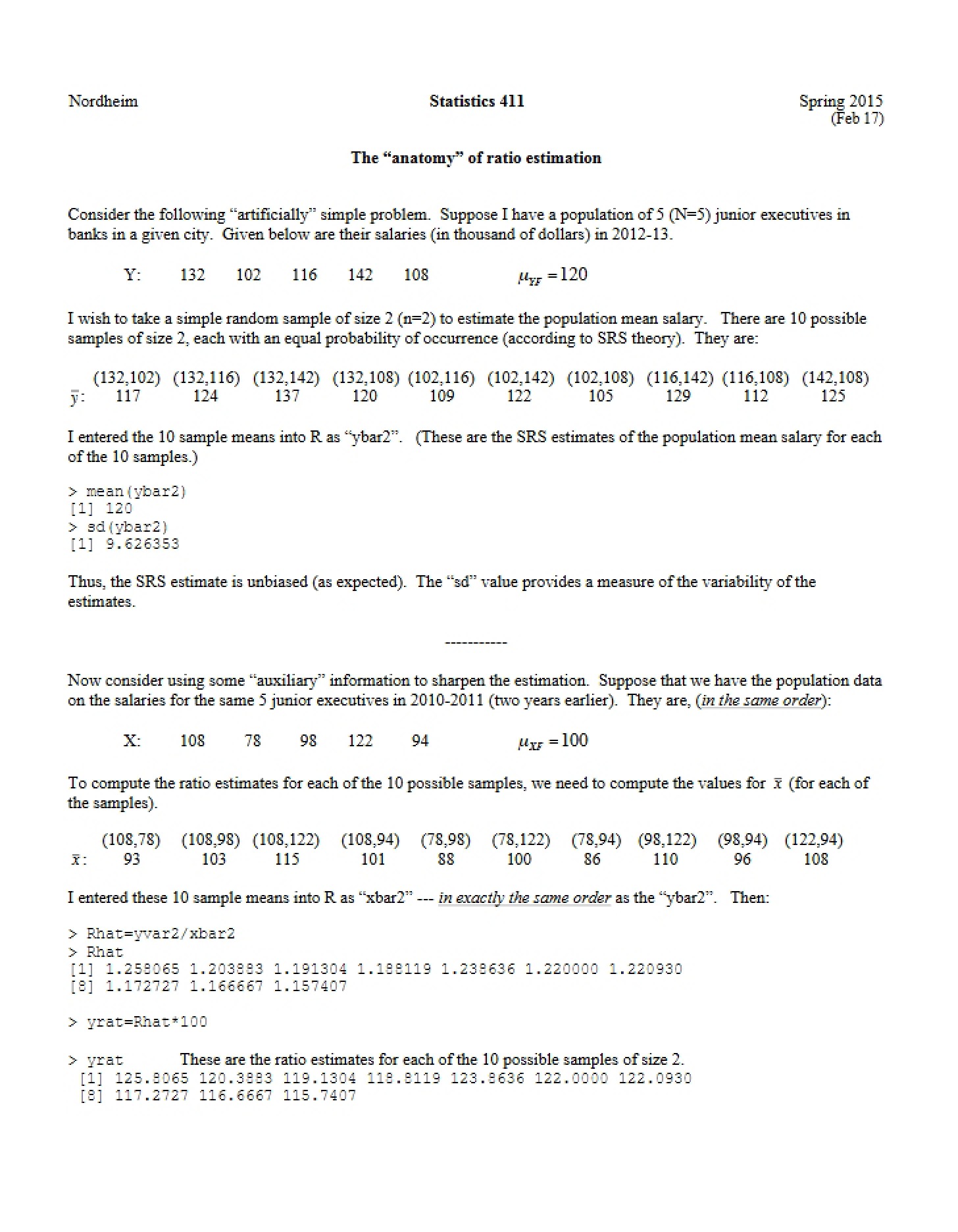 S15 Ratio Estimator