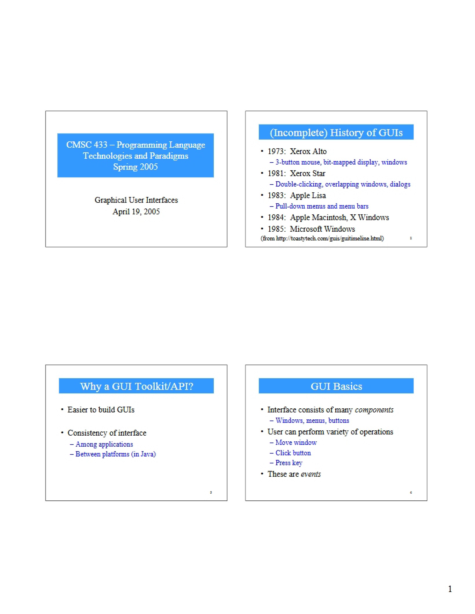 GUIs (Graphical User Interfaces)
