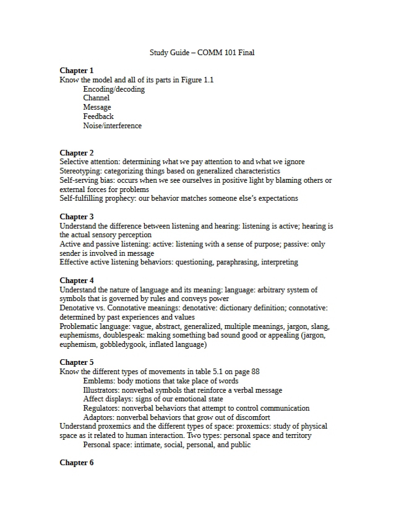 Final Exam Study Guide for Public Communication