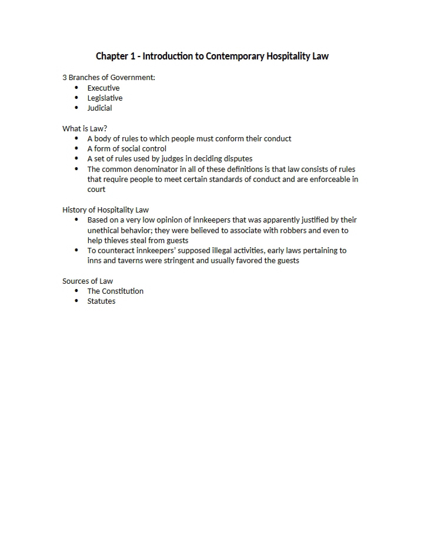 Foundations of Modern Hospitality Law