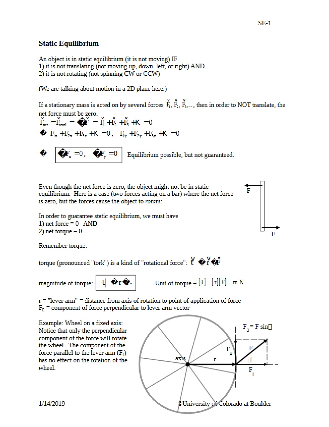 Static Equilibrium (First Instance)