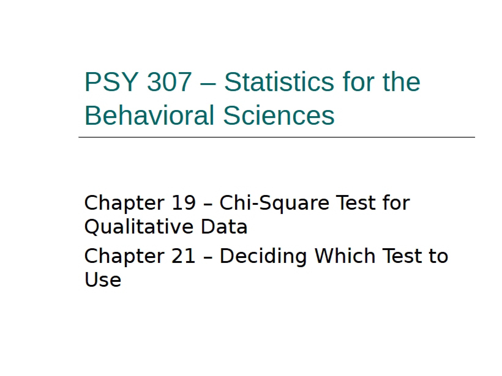 Chapter 19 Chi-Square Qualitative Data Test