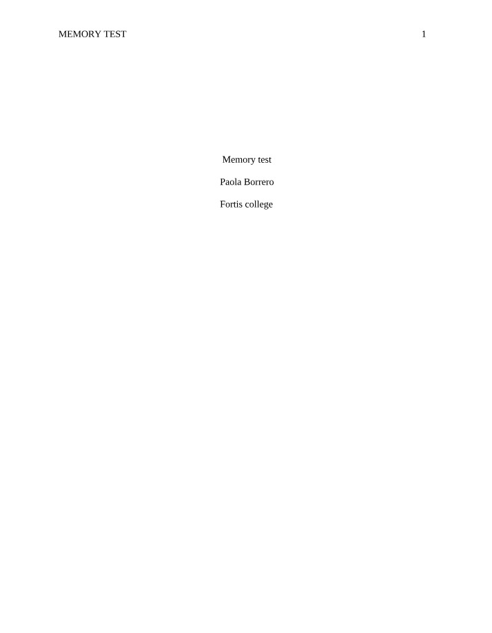 Psychology Memory Test