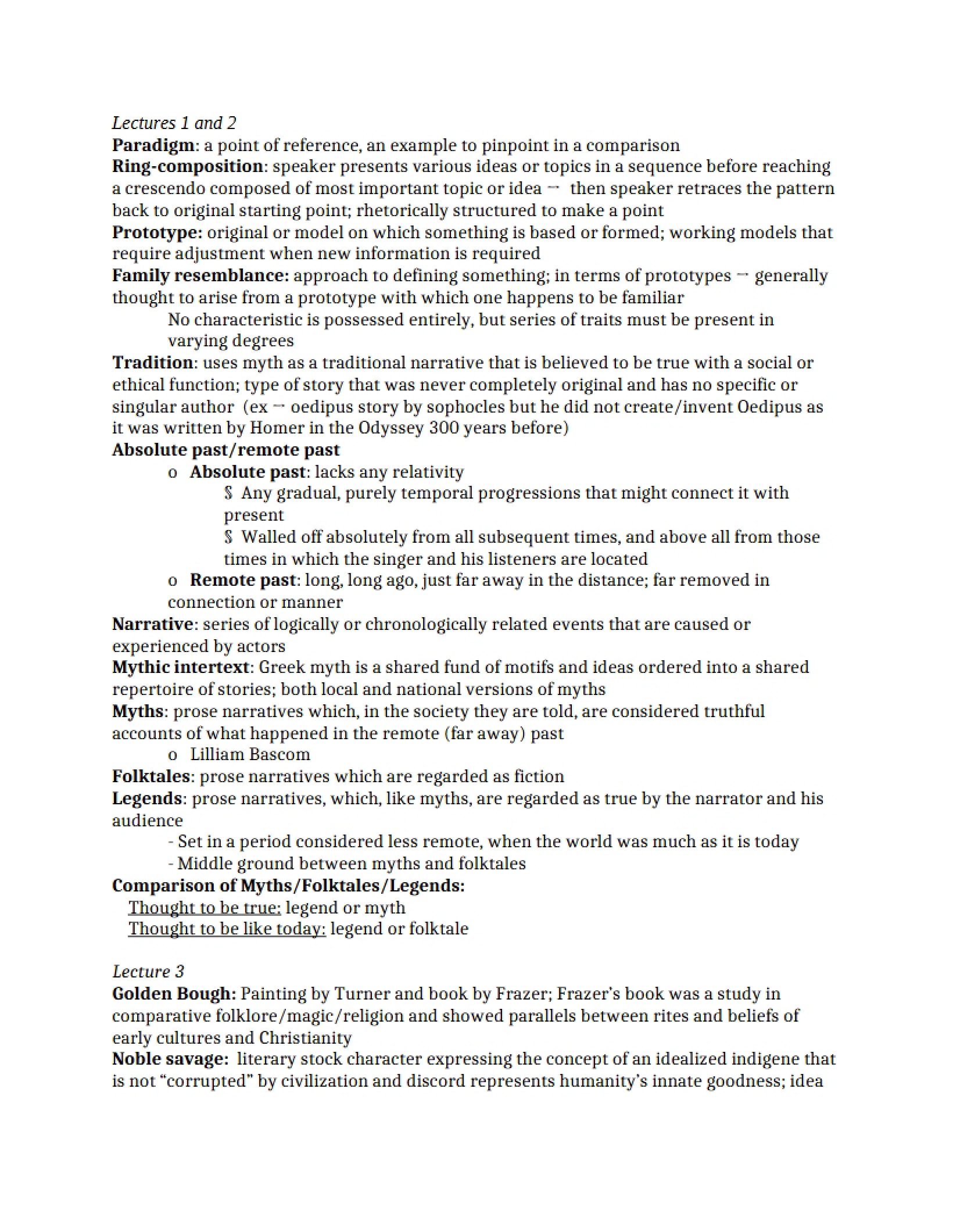 First and Second Lectures