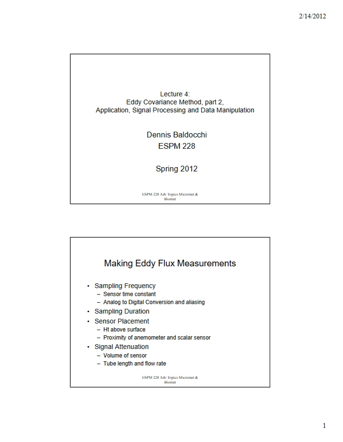 Eddy Covariance Part 2 Application and Data Processing