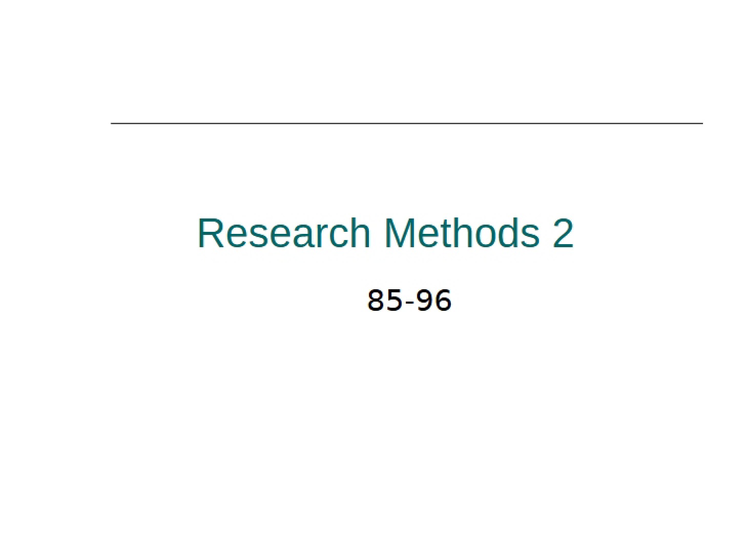 Research Methods II