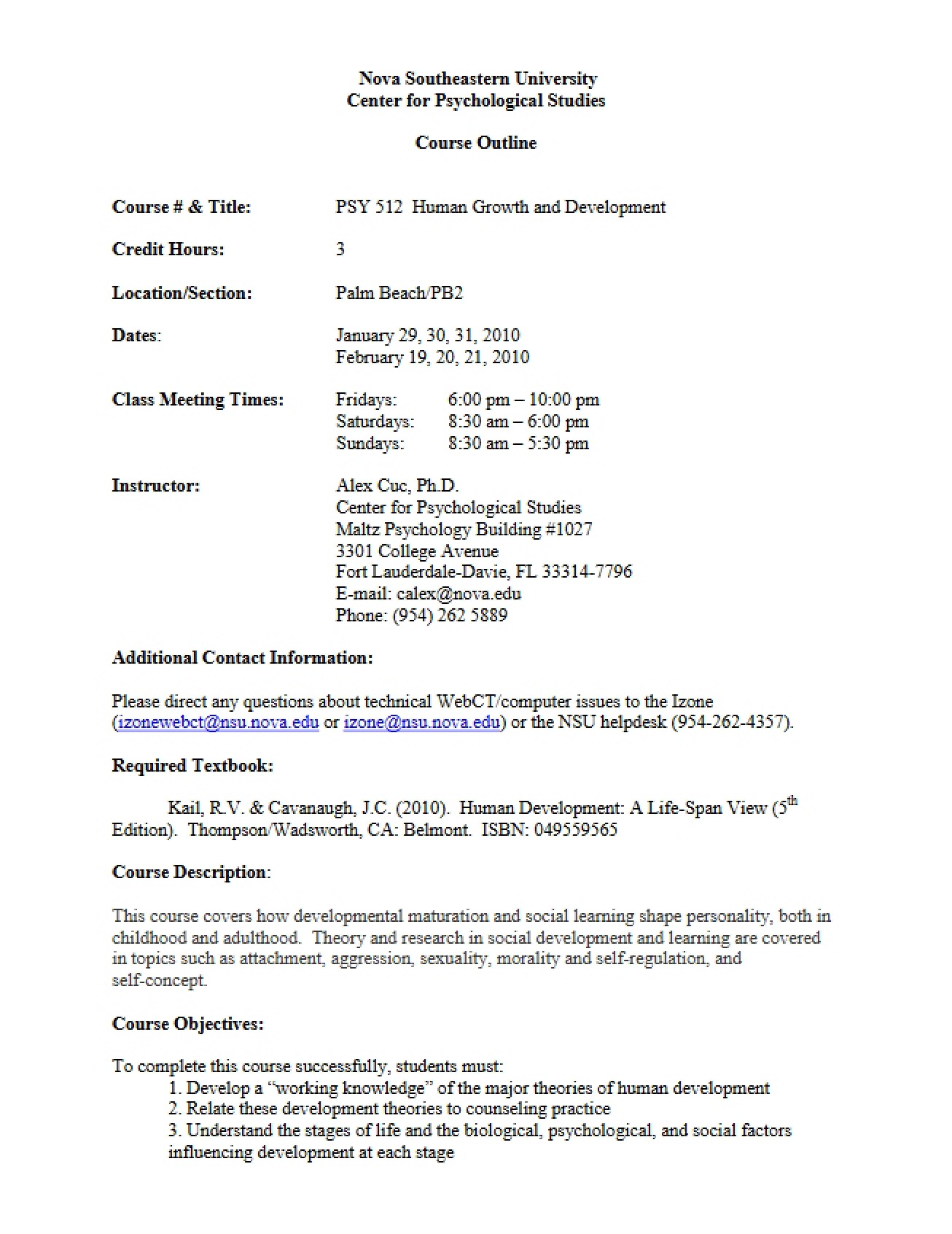 PSY 0512 Course Plan