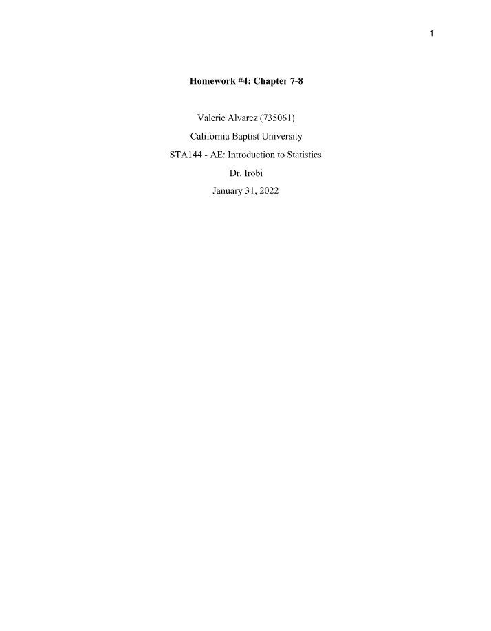 Homework 4 - Chapters 7 and 8