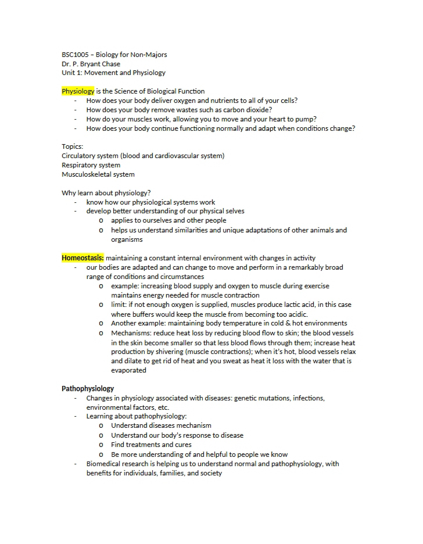 Core Physiological Systems