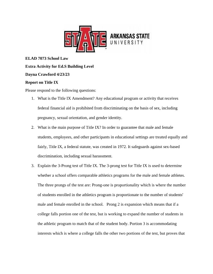 Title IX Rubric and Report