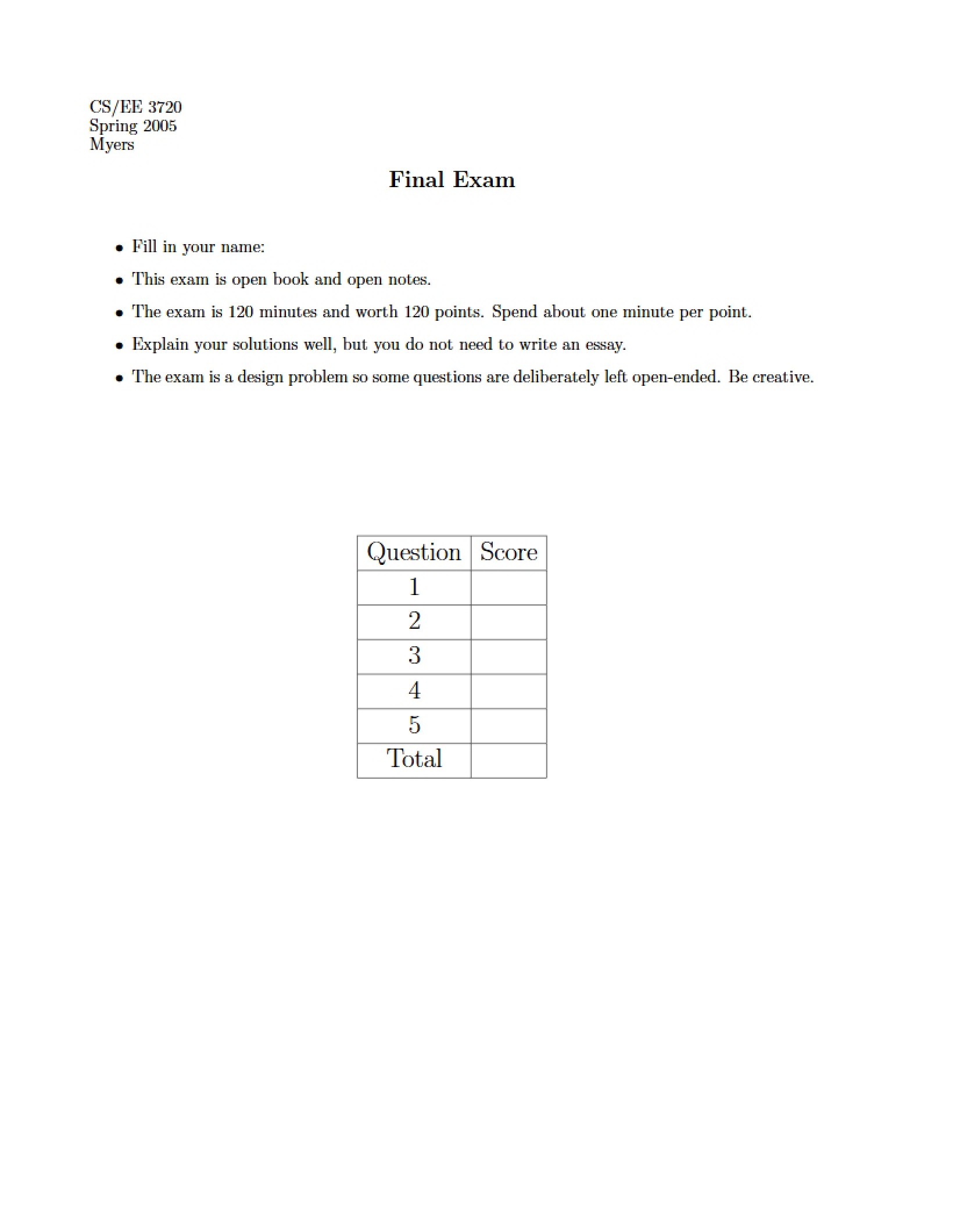 Embedded System Design Final Exam
