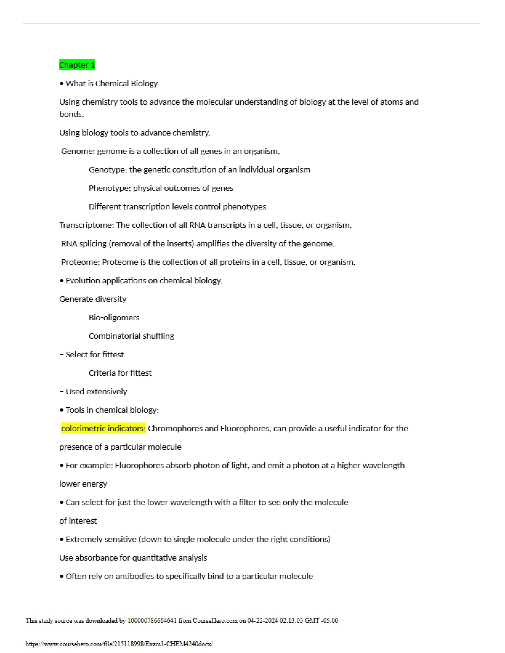 Chemical Biology Chapter 1
