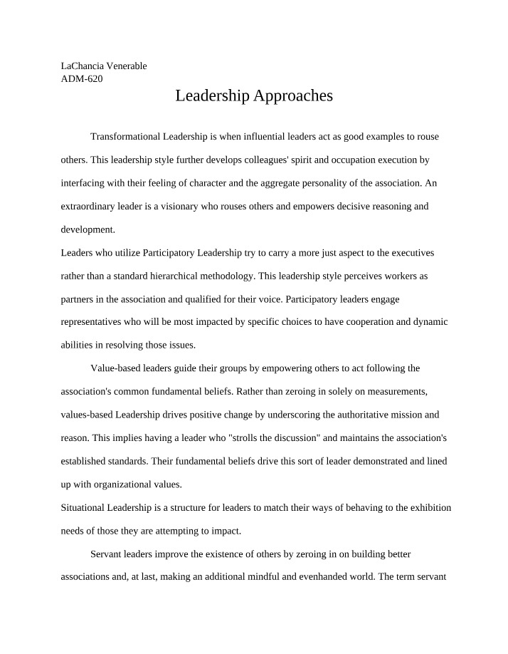 Approaches to Leadership