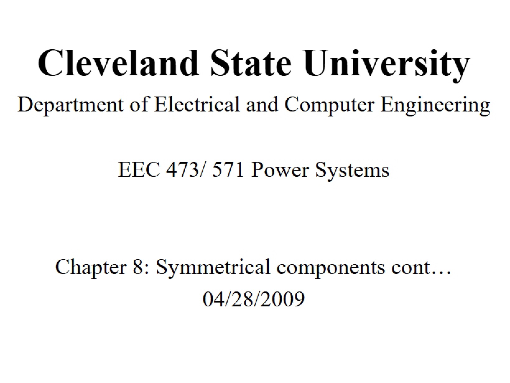 Part 2 Symmetrical Components