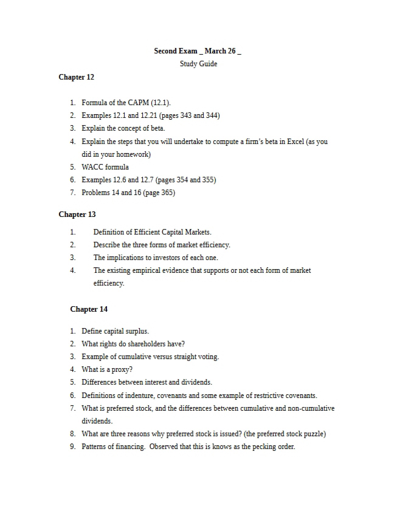 Exam 2 Chapter 12