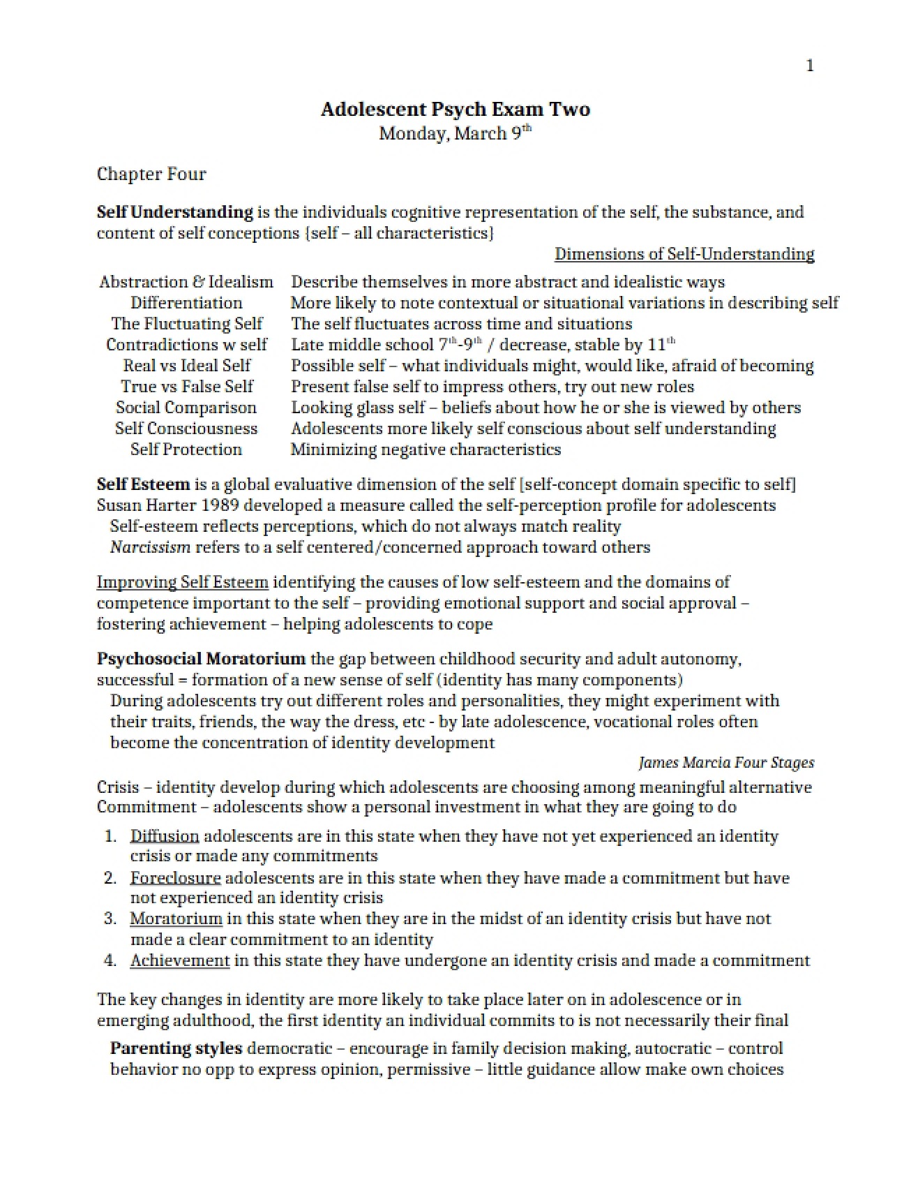Adolescent Psychology Second Exam