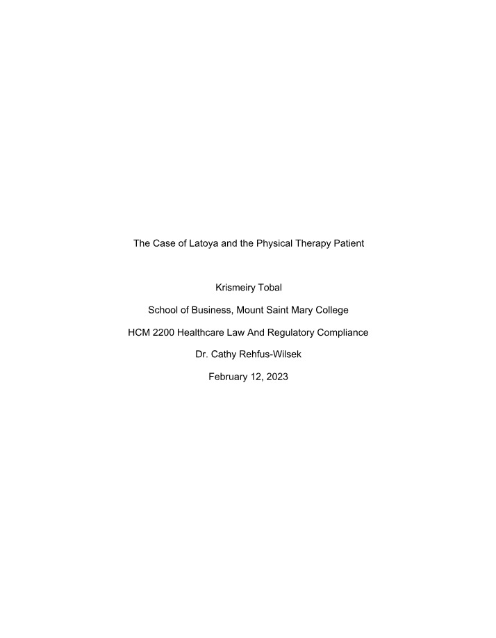 Ethical Dilemmas in Physical Therapy - A Case Study