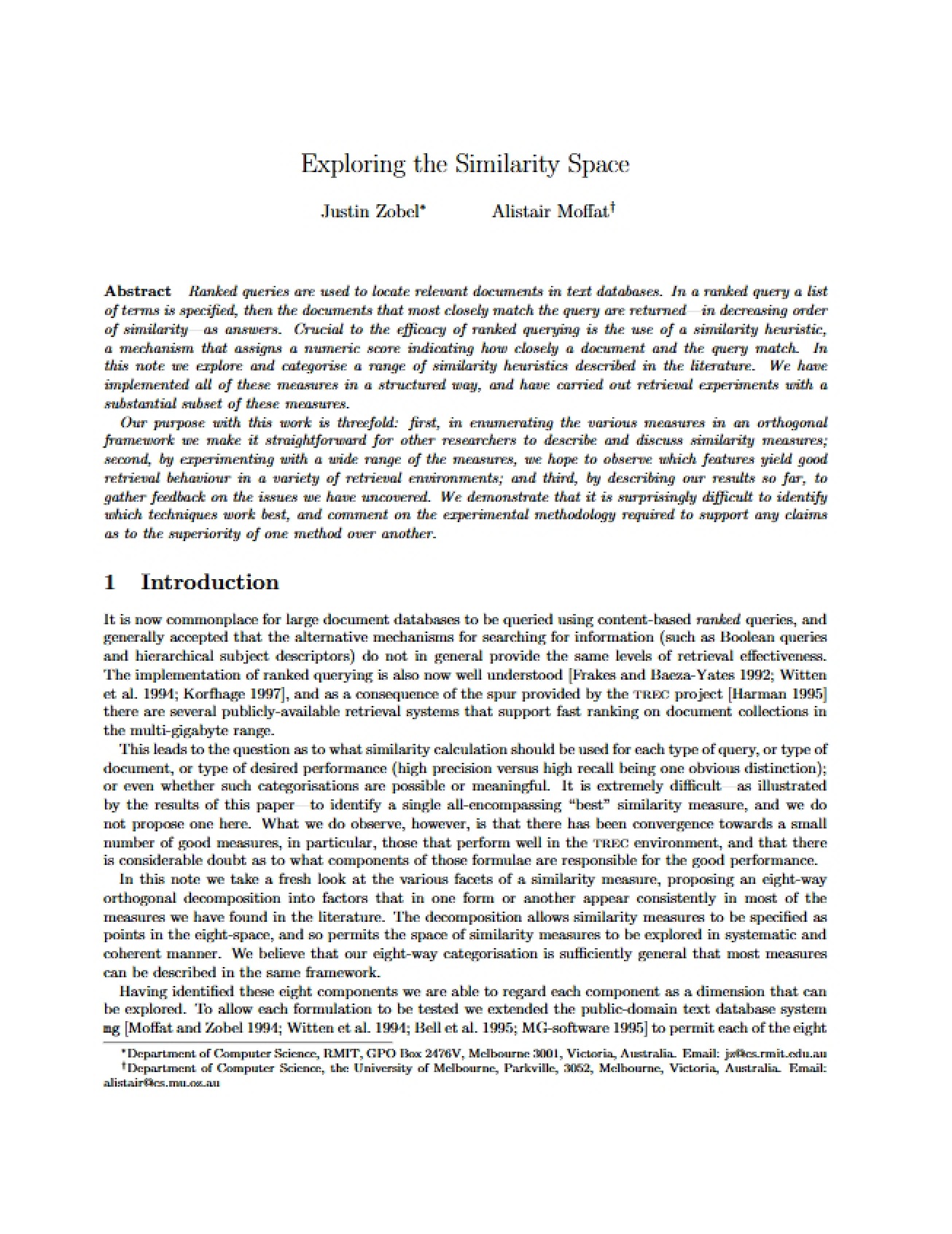 Similarity Space Exploration