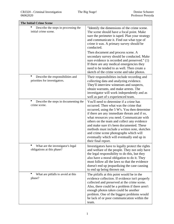 Initial Crime Scene Responsibilities