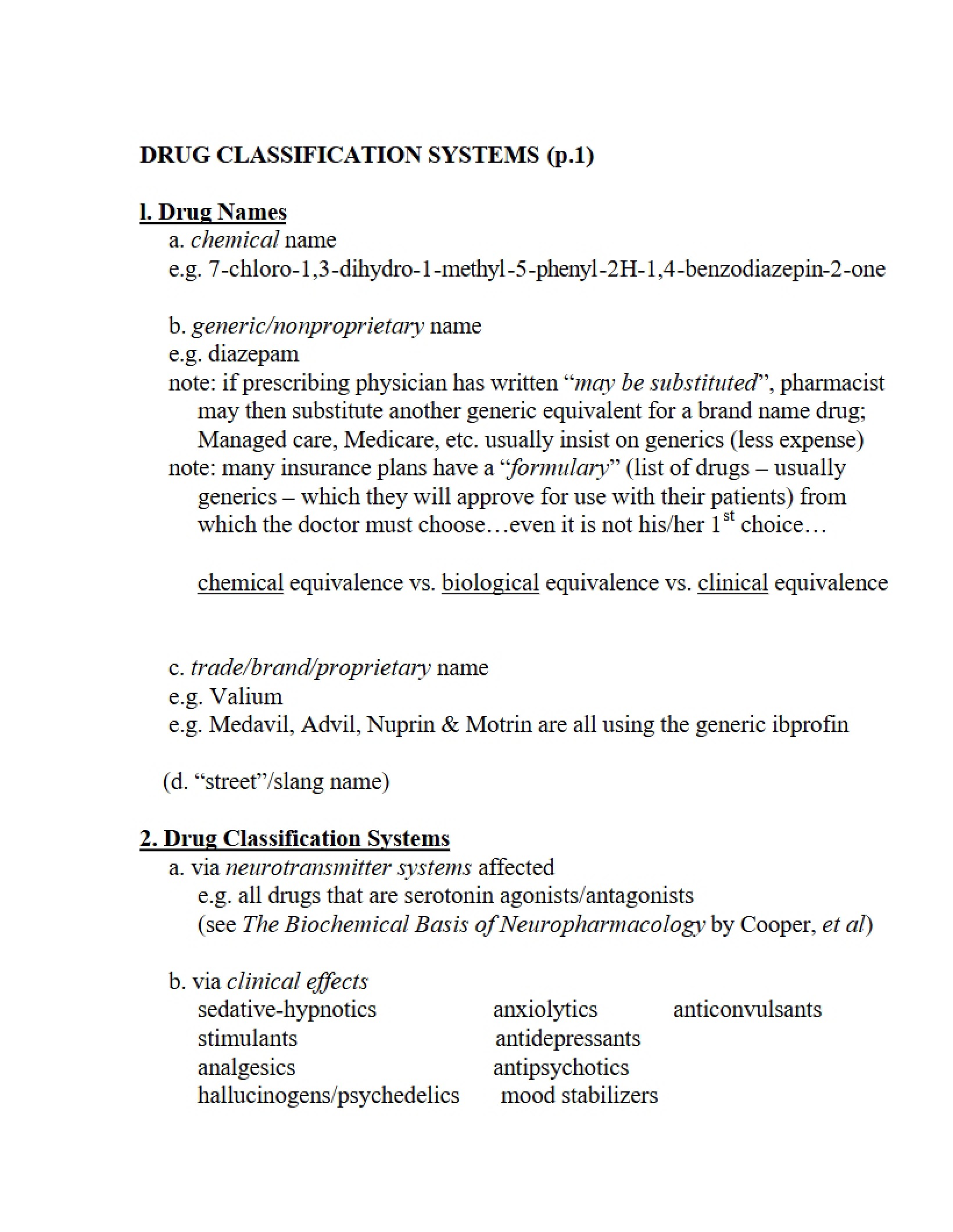 Systems of Drug Classification