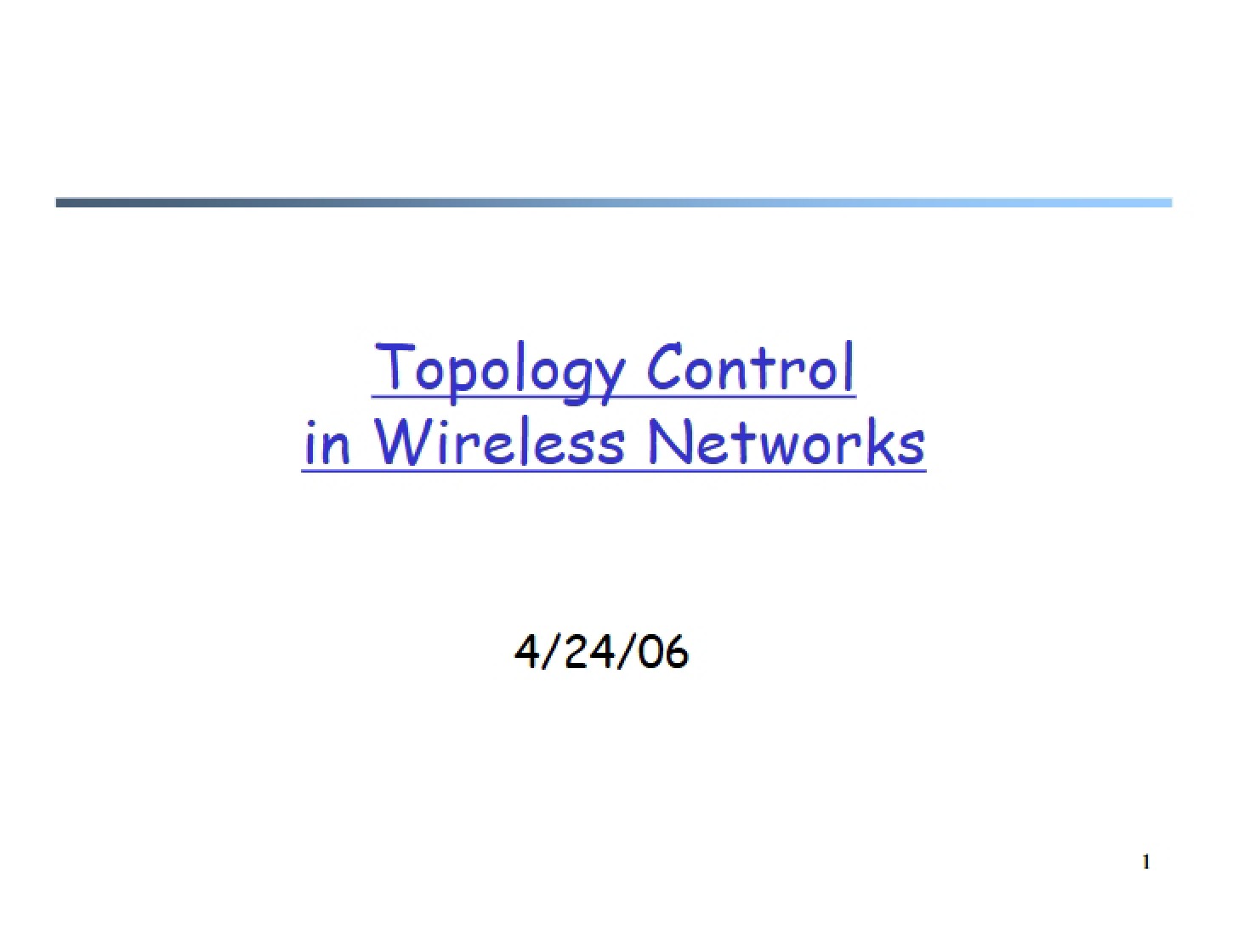 Wireless Network Topology Control