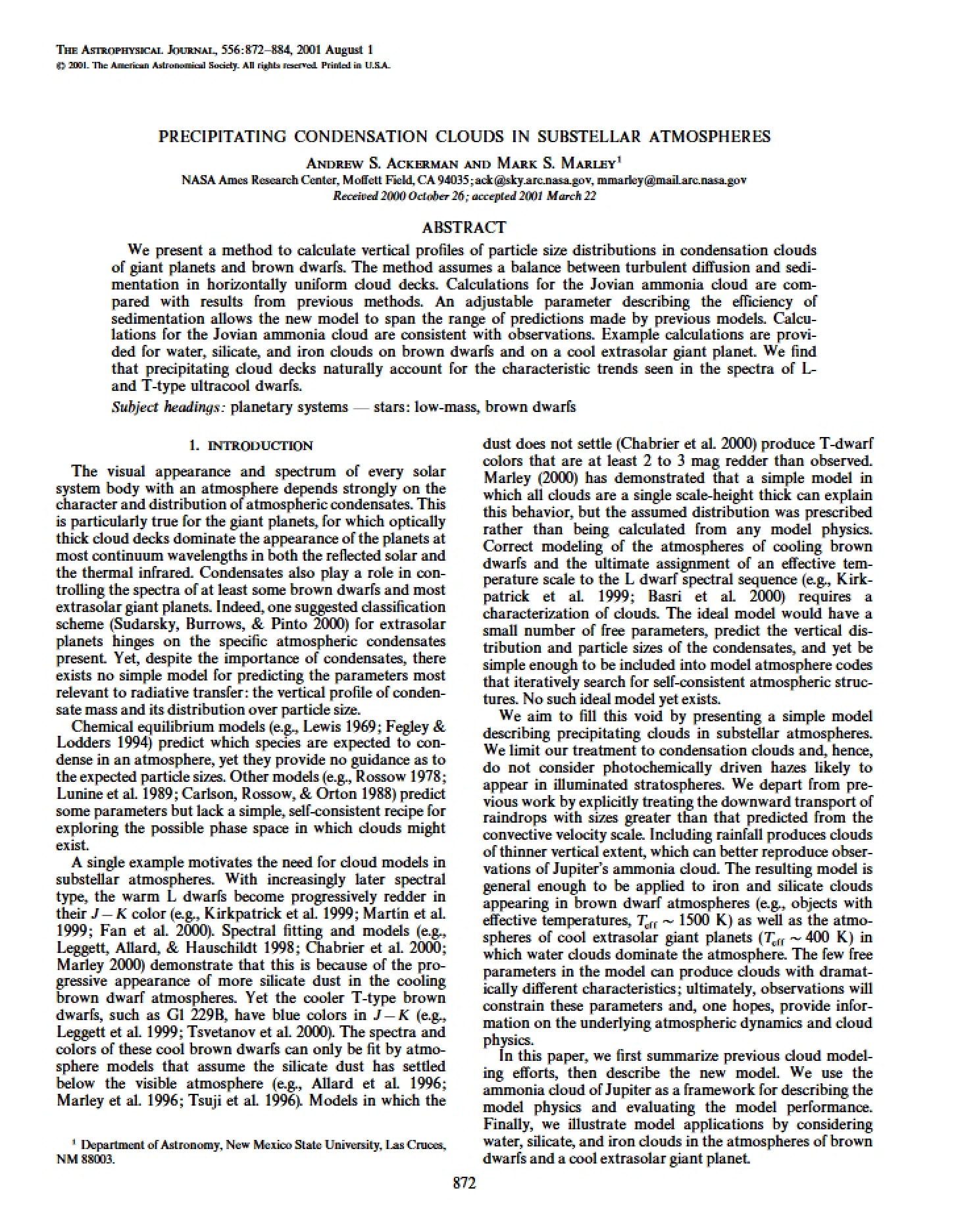 Substellar Atmospheres Precipitating Condensation Clouds