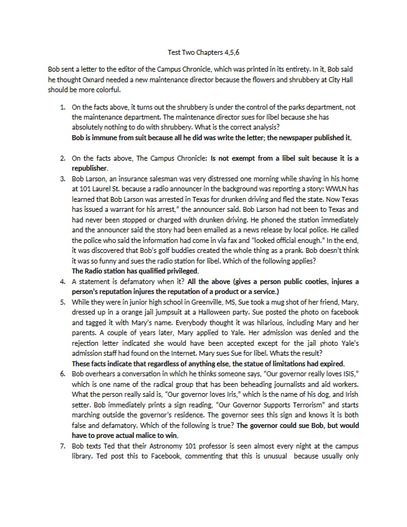 Communications Law Test 2