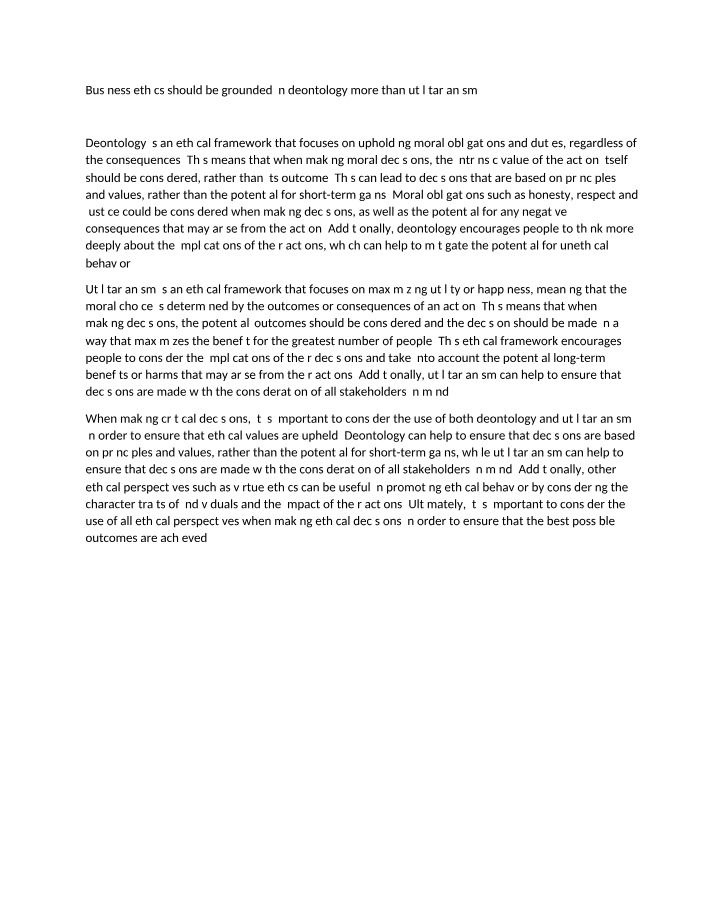 Importance of Deontology and Utilitarianism in Business