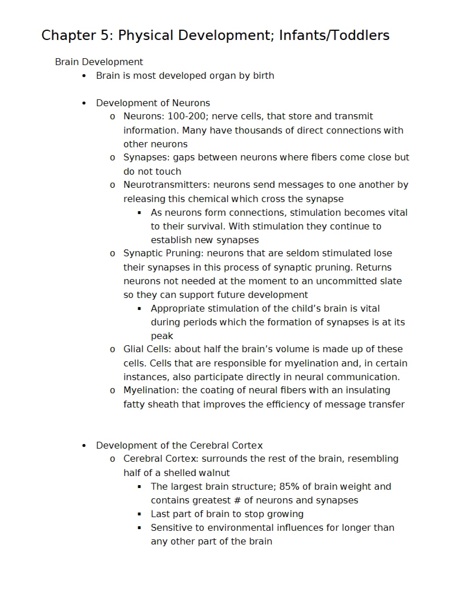 Physical Development (Chapter 5)